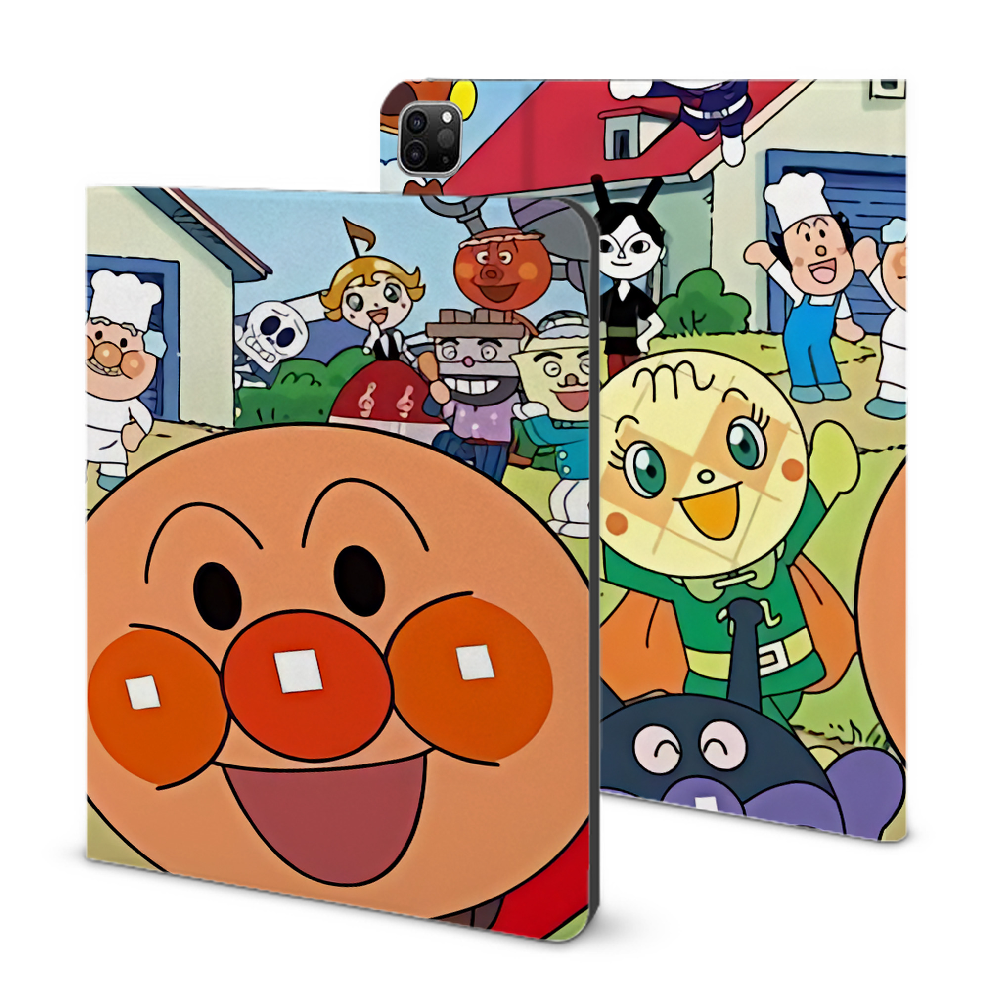 （画像用） アンパンマン Anpanman IPad ケース ブック型 PUレザー TPU 耐衝撃 軽量 薄型 ペン収納なし 全面保護 IPad 各モデル対応